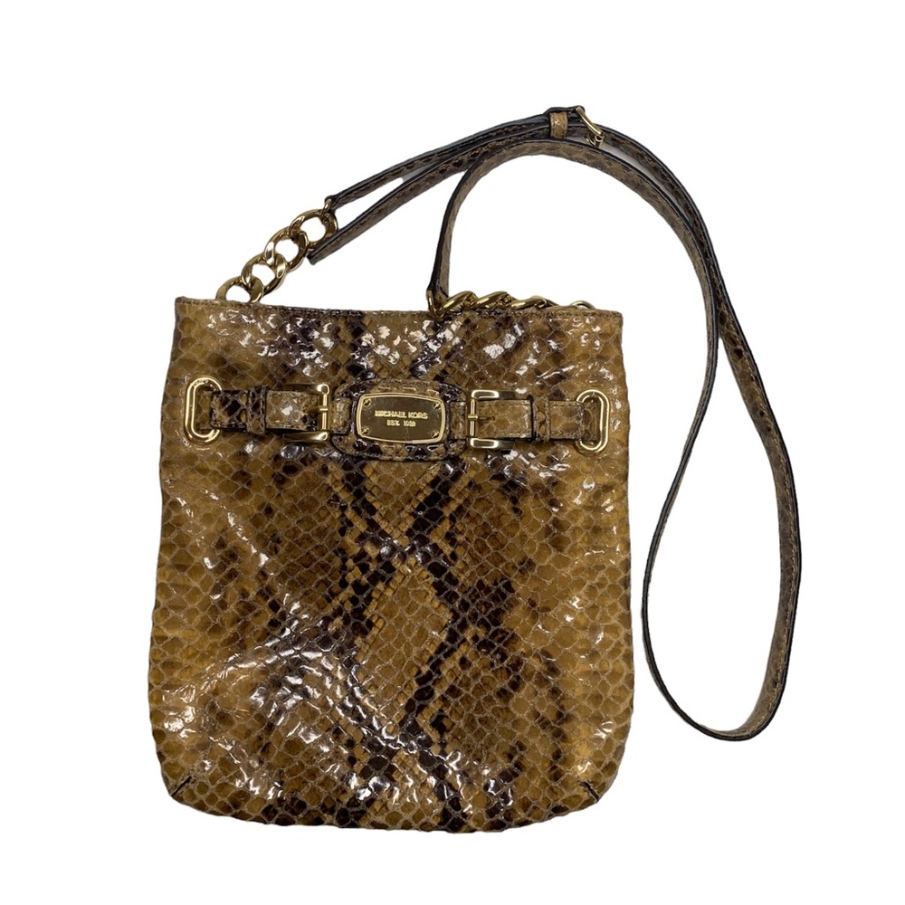Michael Kors Hamilton Sand Snakeskin Crossbody Bag